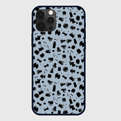 Чехол для iPhone 12 Pro Max Черный абстрактный гранж на сером, цвет: 3D-черный