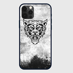 Чехол для iPhone 12 Pro Max Texture - разозленный волк, цвет: 3D-черный