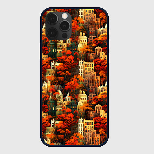 Чехол iPhone 12 Pro Max Осенний вечерний город / 3D-Черный – фото 1