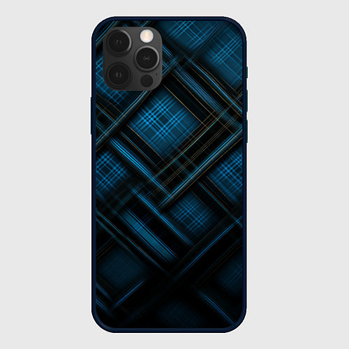 Чехол iPhone 12 Pro Max Тёмно-синяя шотландская клетка / 3D-Черный – фото 1