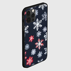 Чехол для iPhone 12 Pro Max Снежинки белые и красные, цвет: 3D-черный — фото 2