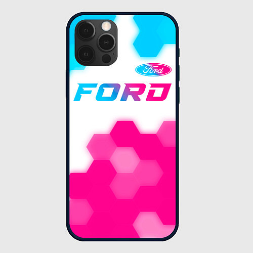 Чехол iPhone 12 Pro Max Ford neon gradient style посередине / 3D-Черный – фото 1
