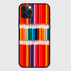 Чехол для iPhone 12 Pro Max Заточенные цветные карандаши, цвет: 3D-черный