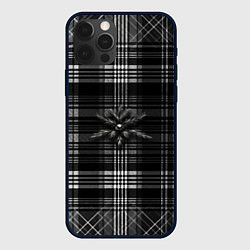 Чехол iPhone 12 Pro Max Черно-белая шотландская клетка