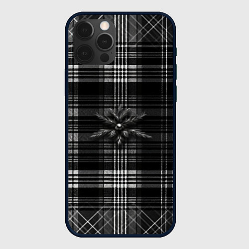 Чехол iPhone 12 Pro Max Черно-белая шотландская клетка / 3D-Черный – фото 1