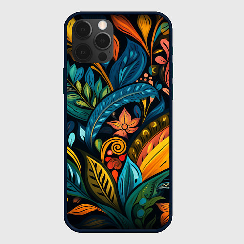 Чехол iPhone 12 Pro Max Растительный узор в бразильском стиле / 3D-Черный – фото 1