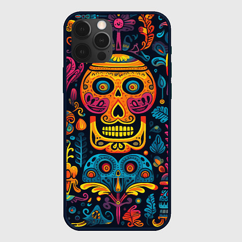 Чехол iPhone 12 Pro Max Узор в мексиканском стиле / 3D-Черный – фото 1