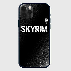 Чехол iPhone 12 Pro Max Skyrim glitch на темном фоне посередине