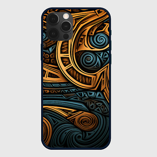 Чехол iPhone 12 Pro Max Паттерн в викингском стиле / 3D-Черный – фото 1