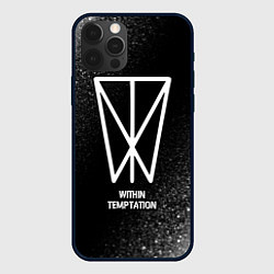 Чехол для iPhone 12 Pro Max Within Temptation glitch на темном фоне, цвет: 3D-черный