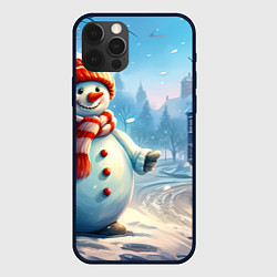 Чехол для iPhone 12 Pro Max Снеговик новогодний, цвет: 3D-черный