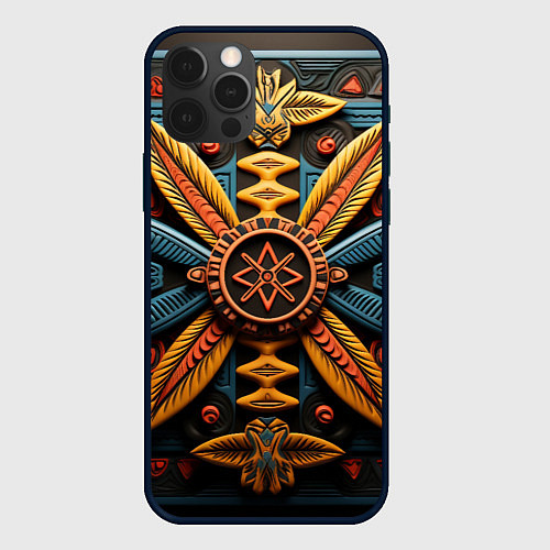 Чехол iPhone 12 Pro Max Орнамент в стиле африканских племён / 3D-Черный – фото 1