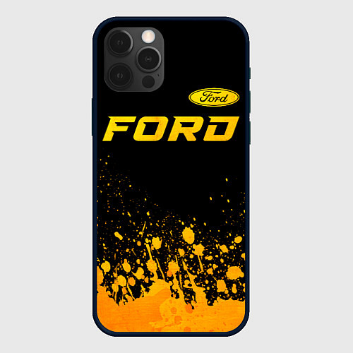 Чехол iPhone 12 Pro Max Ford - gold gradient посередине / 3D-Черный – фото 1