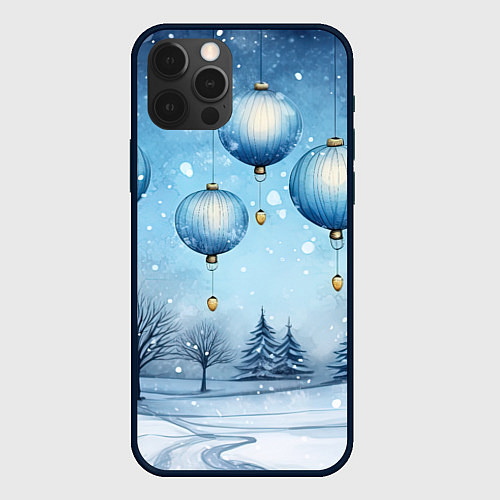 Чехол iPhone 12 Pro Max Крупные новогодние шары / 3D-Черный – фото 1