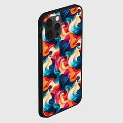Чехол для iPhone 12 Pro Max Паттерн абстрактные разноцветные волны, цвет: 3D-черный — фото 2