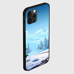 Чехол для iPhone 12 Pro Max Новогодний пейзаж с елками, цвет: 3D-черный — фото 2