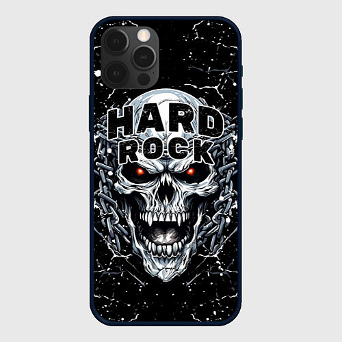 Чехол iPhone 12 Pro Max Hard rock - evil skull / 3D-Черный – фото 1