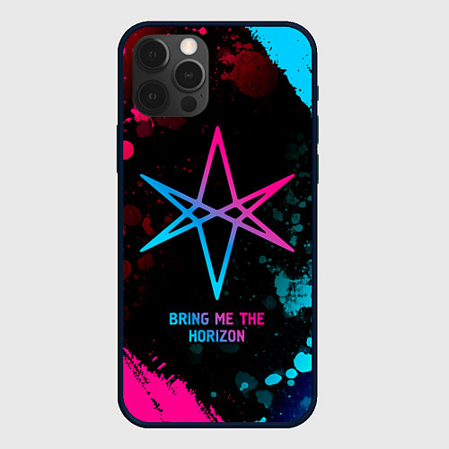 Чехол iPhone 12 Pro Max Bring Me the Horizon - neon gradient / 3D-Черный – фото 1