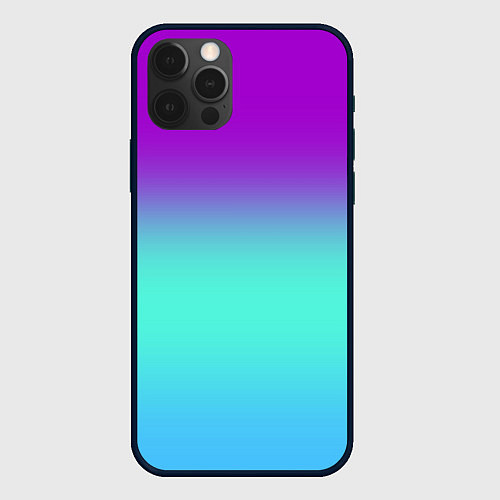 Чехол iPhone 12 Pro Max Фиолетовый бирюзовый голубой неоновый градиент / 3D-Черный – фото 1