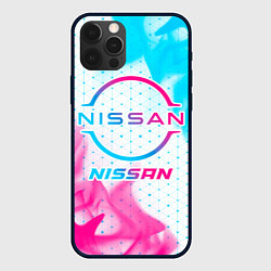 Чехол для iPhone 12 Pro Max Nissan neon gradient style, цвет: 3D-черный