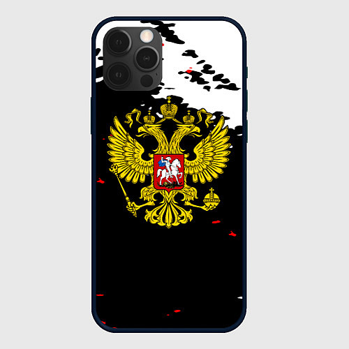 Чехол iPhone 12 Pro Max Герб РФ в красках / 3D-Черный – фото 1