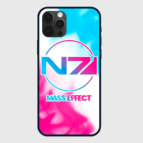 Чехол iPhone 12 Pro Max Mass Effect neon gradient style / 3D-Черный – фото 1