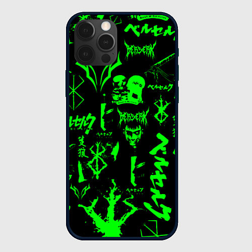 Чехол iPhone 12 Pro Max Berserk neon green / 3D-Черный – фото 1