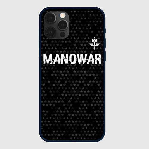 Чехол iPhone 12 Pro Max Manowar glitch на темном фоне посередине / 3D-Черный – фото 1