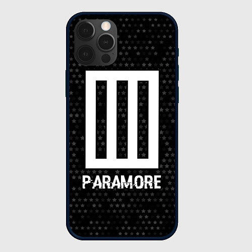 Чехол iPhone 12 Pro Max Paramore glitch на темном фоне / 3D-Черный – фото 1