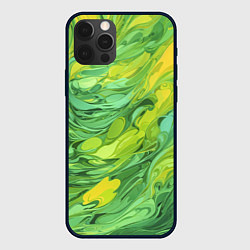 Чехол для iPhone 12 Pro Max Зелено желтая краска, цвет: 3D-черный