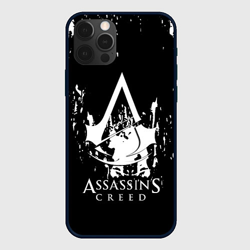 Чехол iPhone 12 Pro Max Assassins Creed белые краски / 3D-Черный – фото 1