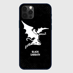 Чехол iPhone 12 Pro Max Black Sabbath glitch на темном фоне