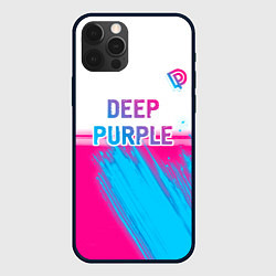 Чехол для iPhone 12 Pro Max Deep Purple neon gradient style посередине, цвет: 3D-черный
