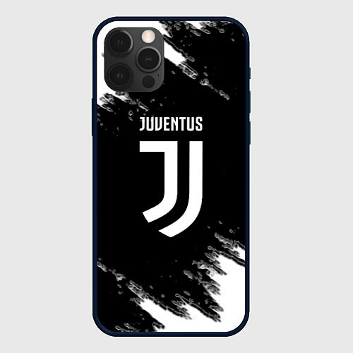 Чехол iPhone 12 Pro Max Juventus спорт краски черно белый / 3D-Черный – фото 1