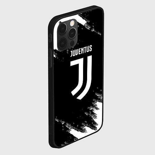 Чехол iPhone 12 Pro Max Juventus спорт краски черно белый / 3D-Черный – фото 2