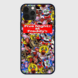 Чехол для iPhone 12 Pro Max Five Nights at Freddys все персонажы хоррора, цвет: 3D-черный