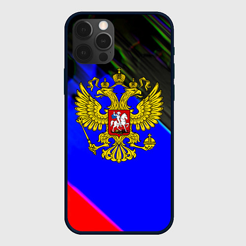 Чехол iPhone 12 Pro Max Герб РФ патриотический стиль / 3D-Черный – фото 1