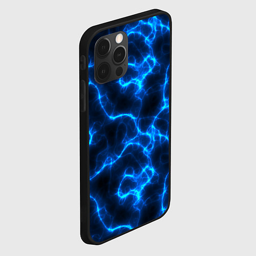 Чехол iPhone 12 Pro Max Голубая молния / 3D-Черный – фото 2