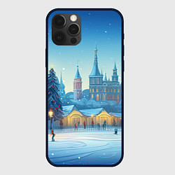 Чехол для iPhone 12 Pro Max Новогодний вечерний город, цвет: 3D-черный