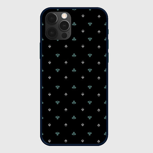 Чехол iPhone 12 Pro Max Карточные масти на чёрном фоне / 3D-Черный – фото 1