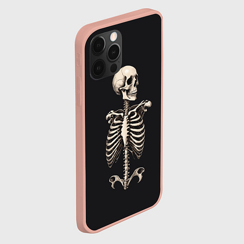Чехол iPhone 12 Pro Max Скелет улыбается / 3D-Светло-розовый – фото 2