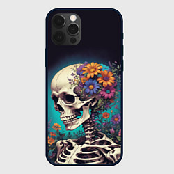 Чехол iPhone 12 Pro Max Скелет с яркими цветами