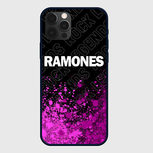 Чехол iPhone 12 Pro Max Ramones rock legends посередине / 3D-Черный – фото 1