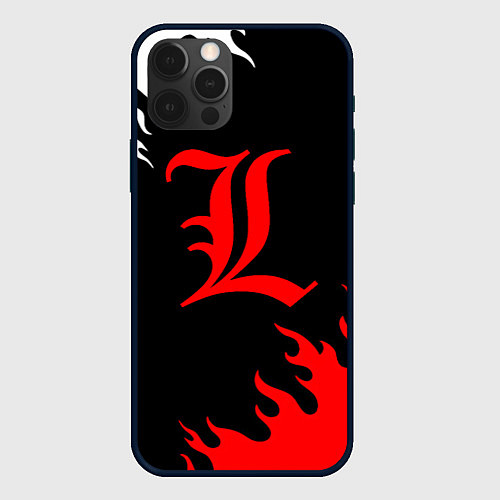 Чехол iPhone 12 Pro Max Death note огонь аниме / 3D-Черный – фото 1