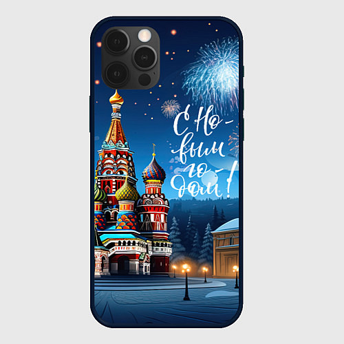 Чехол iPhone 12 Pro Max Москва новогодняя / 3D-Черный – фото 1