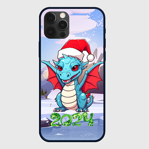 Чехол iPhone 12 Pro Max Символ года дракон 2024 / 3D-Черный – фото 1