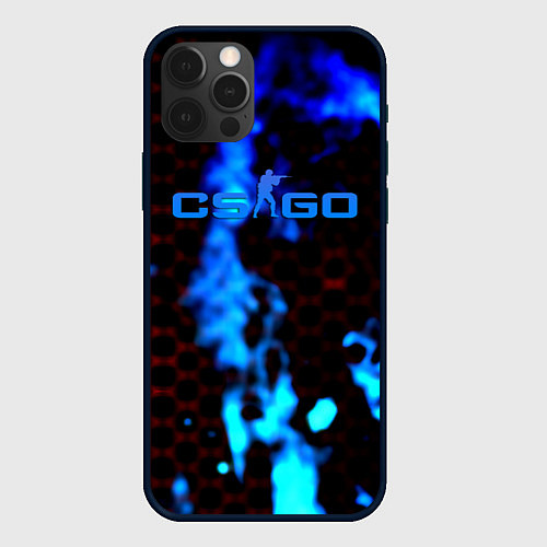 Чехол iPhone 12 Pro Max CS GO синий огонь сталь / 3D-Черный – фото 1