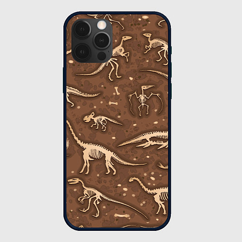 Чехол iPhone 12 Pro Max Dinosaurs bones / 3D-Черный – фото 1