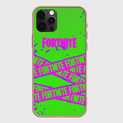 Чехол для iPhone 12 Pro Max Fortnite неоновые краски, цвет: 3D-светло-розовый