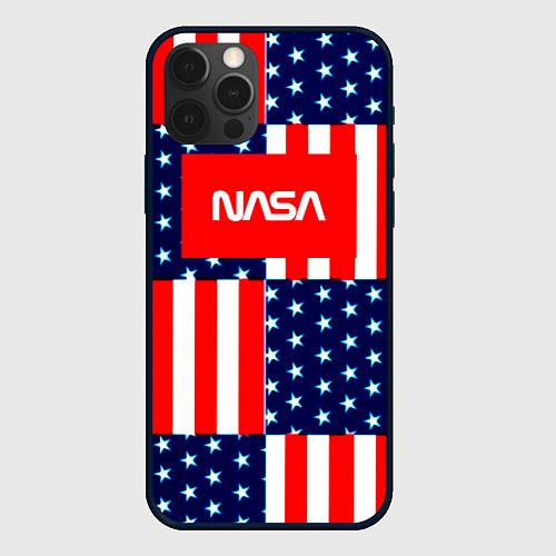 Чехол iPhone 12 Pro Max NASA usa space logo / 3D-Черный – фото 1